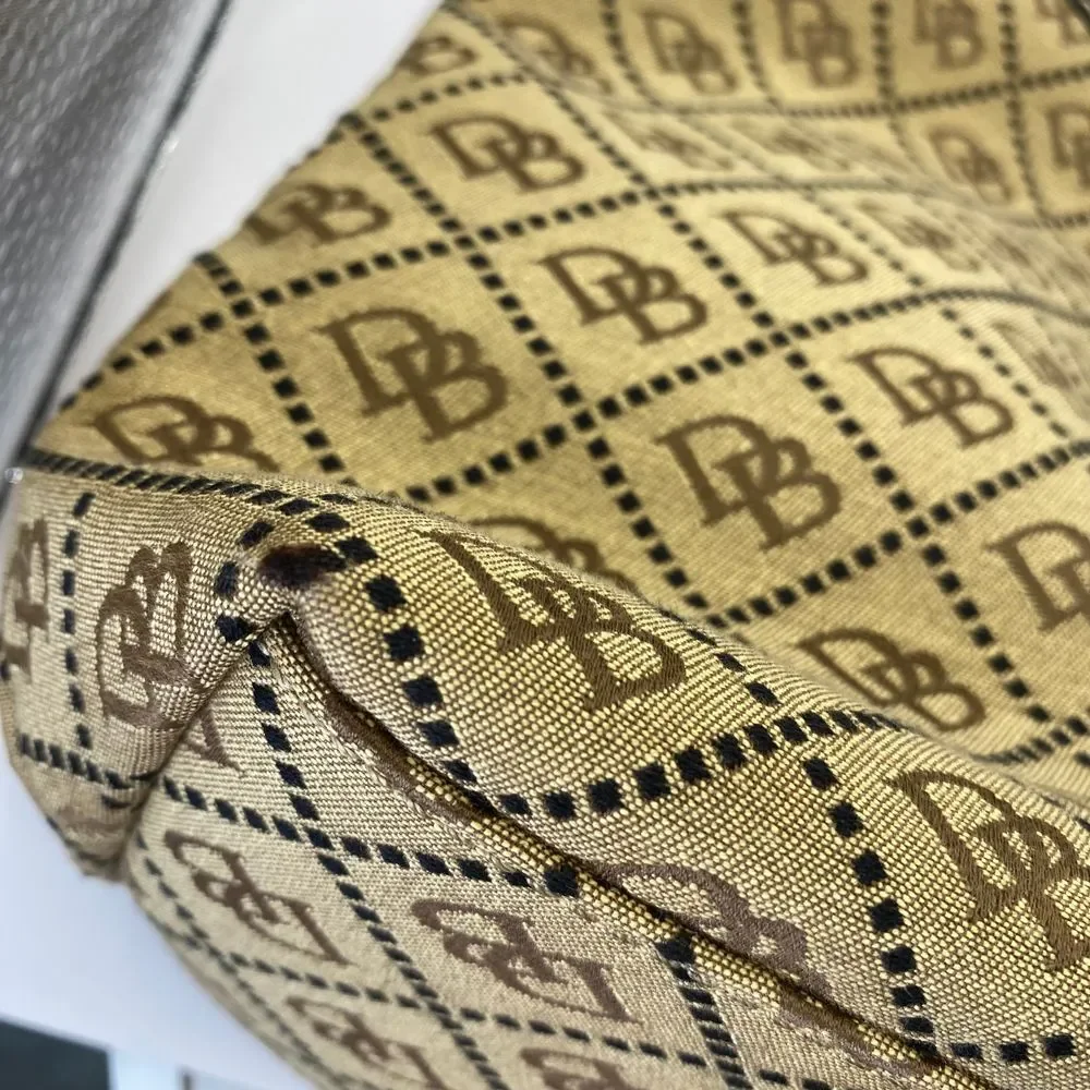 Dooney & Bourke Signature Canvas Hobo Bag Brown‎ Leather Trim Handbag